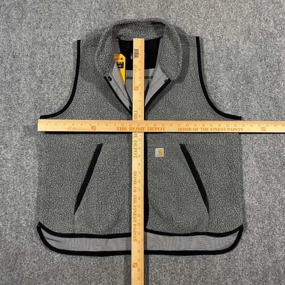 Carhartt Sherpa Fleece Snap Front Vest Womens X-Large XL Relaxed Fit Gray Black - Picture 14 of 16